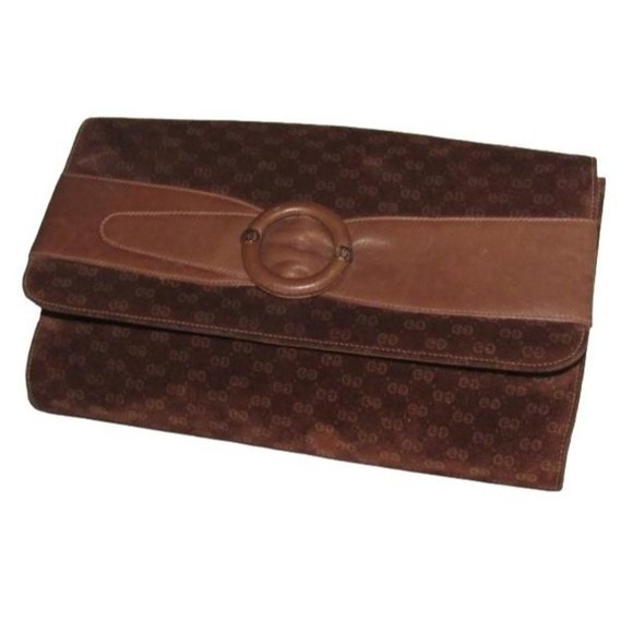 Gucci Brown Micro Guccissima Print Suede & Leather Clutch - Picture 9 of 12